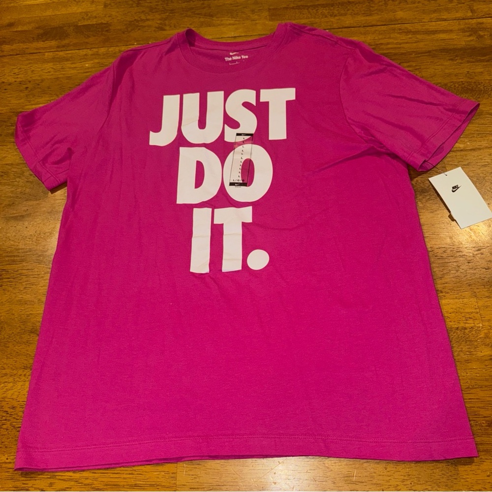 Nike Mens Big Just Do It Training T-shirt Large Pink DX1987 621 NEW With Tags